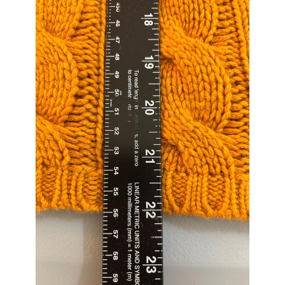 Banana Republic Mustard Orange Cable Knit Cashmere Wool Blend SS Sweater M Chic - Picture 8 of 9